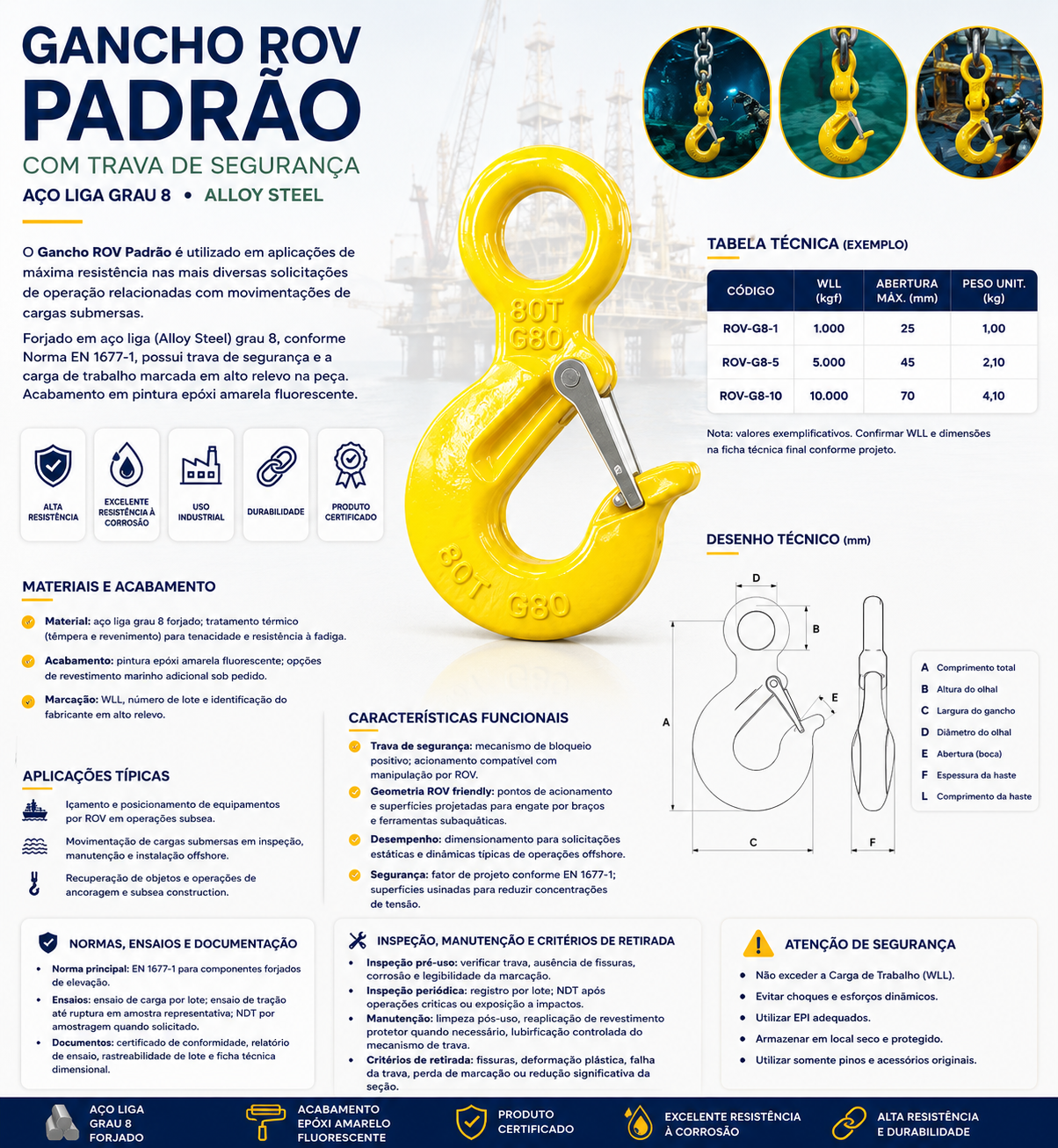 Gancho Rud Rov Gancho ROV Padrão - Casa das Correntes